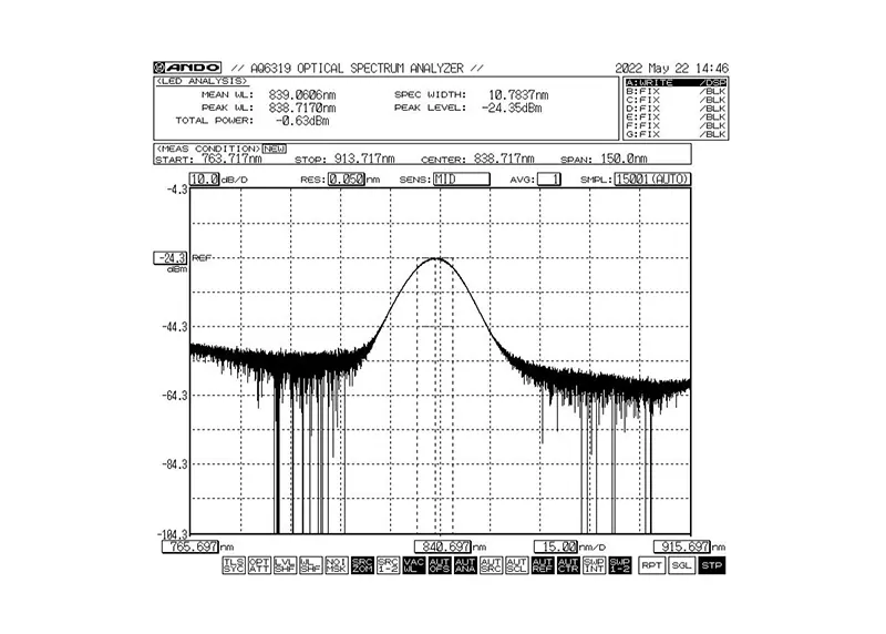 840nm 5mW 10nm بینڈوتھ SLED براڈبینڈ لائٹ سورس ماڈیول
